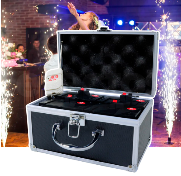 Maletín Porta Chisperos Electrónicos de 4 Bases + Control remoto