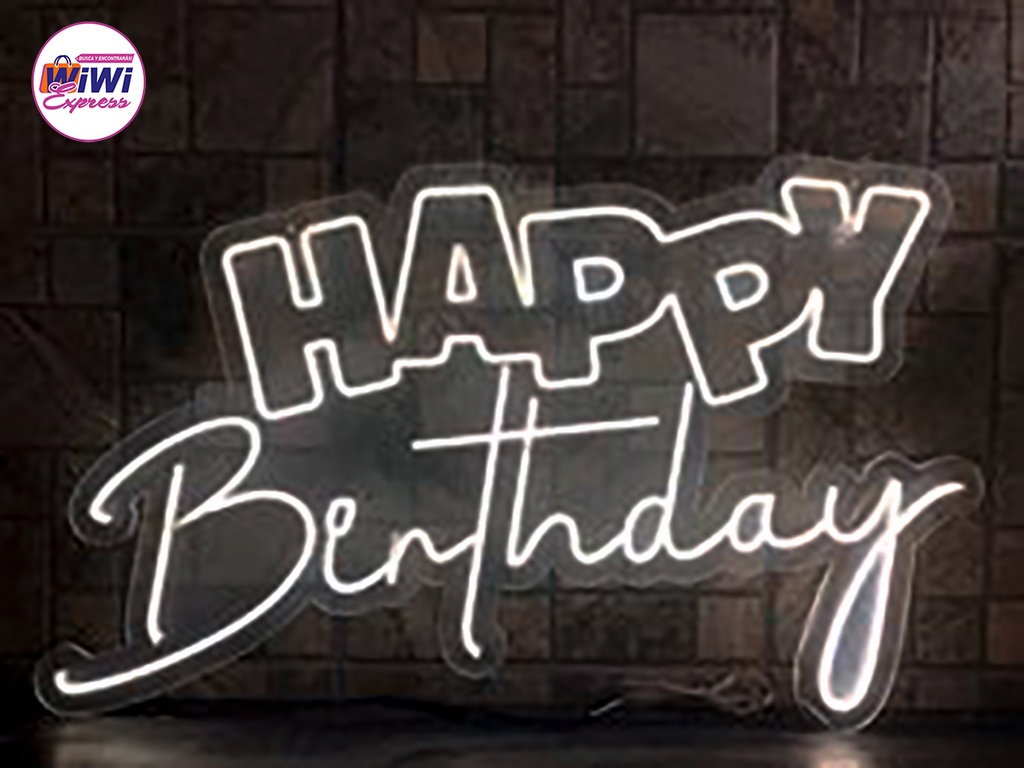 Letrero HAPPY Birthday en Luz de Neón