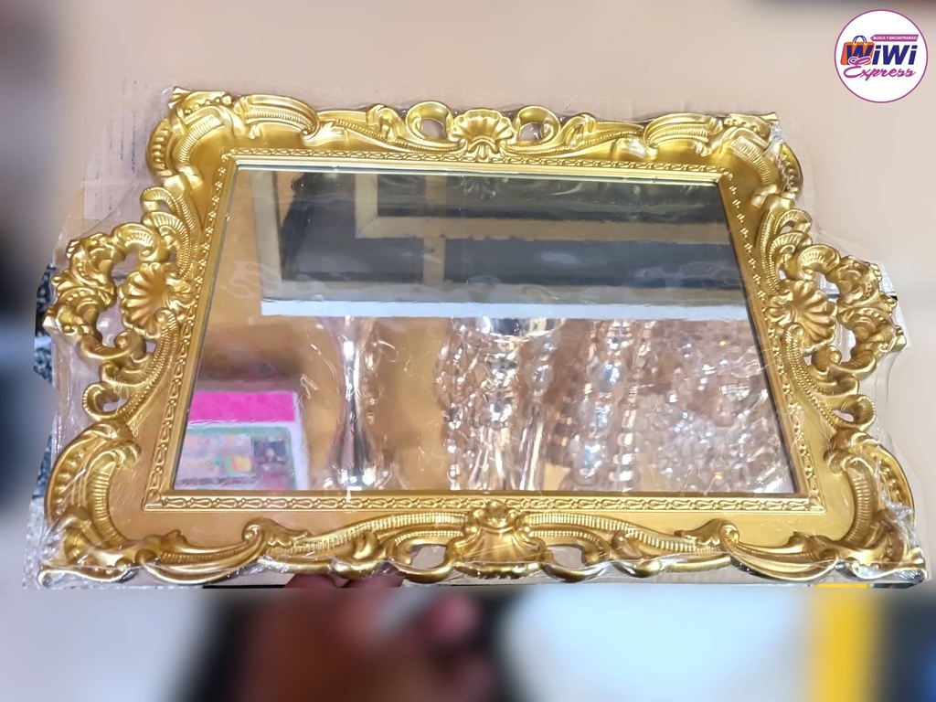 Bandeja espejo dorada por docena