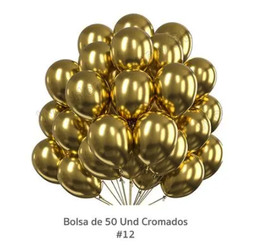 Bolsa de Globos 50 unid. Cromados Nº 12 Oro Viejo
