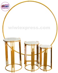 Juego de mesas bambu circular