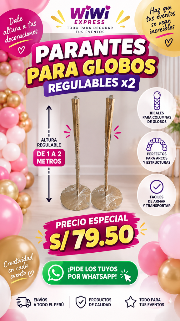 Parantes para globos regulable x2