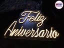 Letrero Feliz Aniversario en Luces de Neón