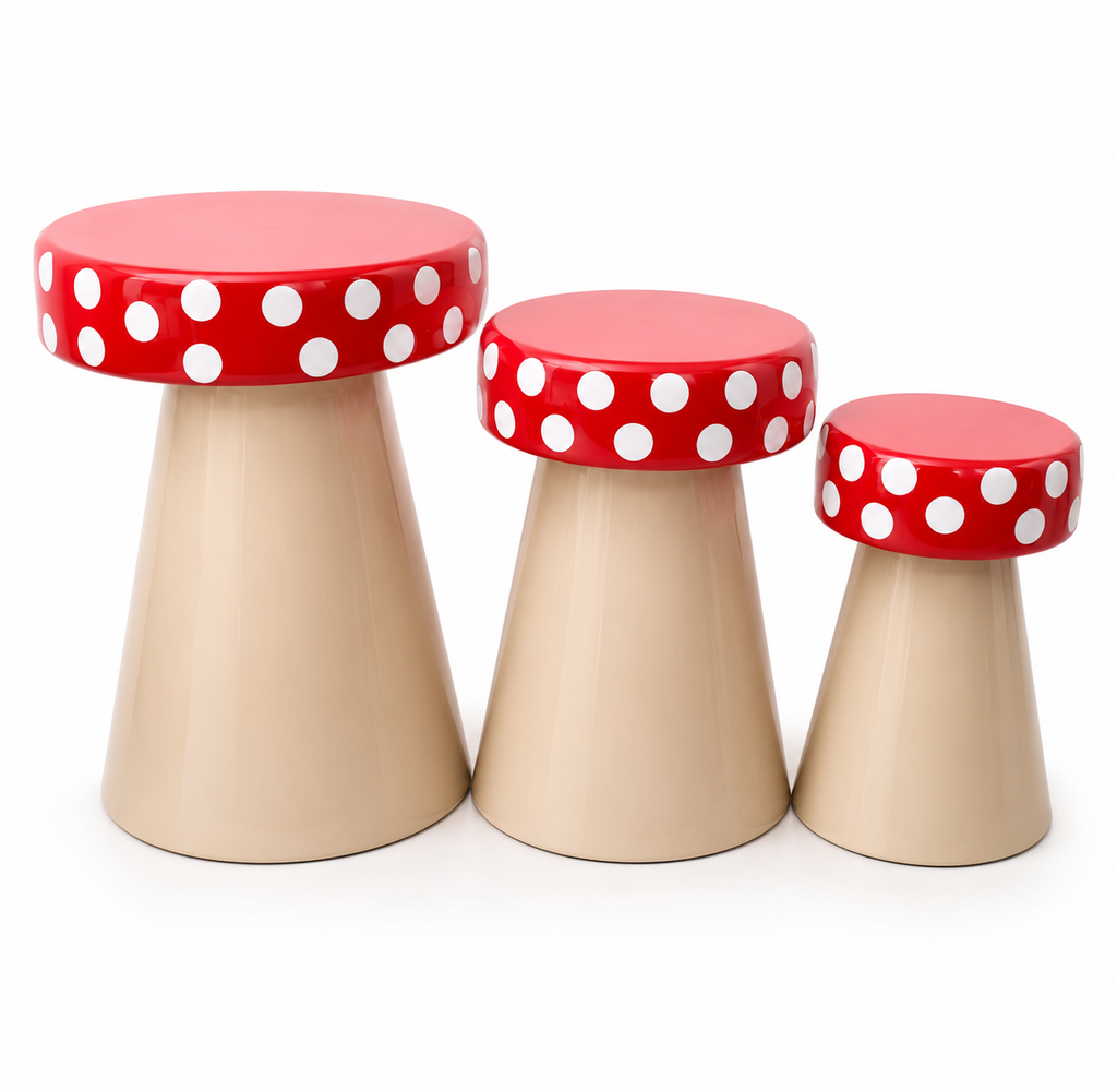 Juego de mesas hongos para decoraciones y eventos