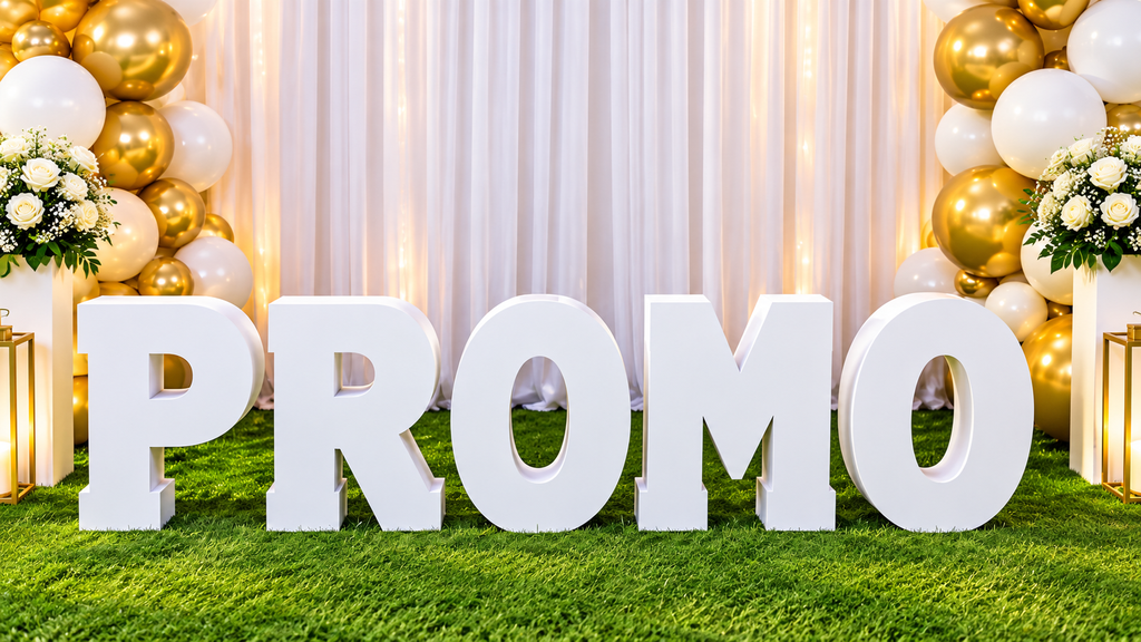 Letras PROMO de 80 cm en blanco para decoraciones