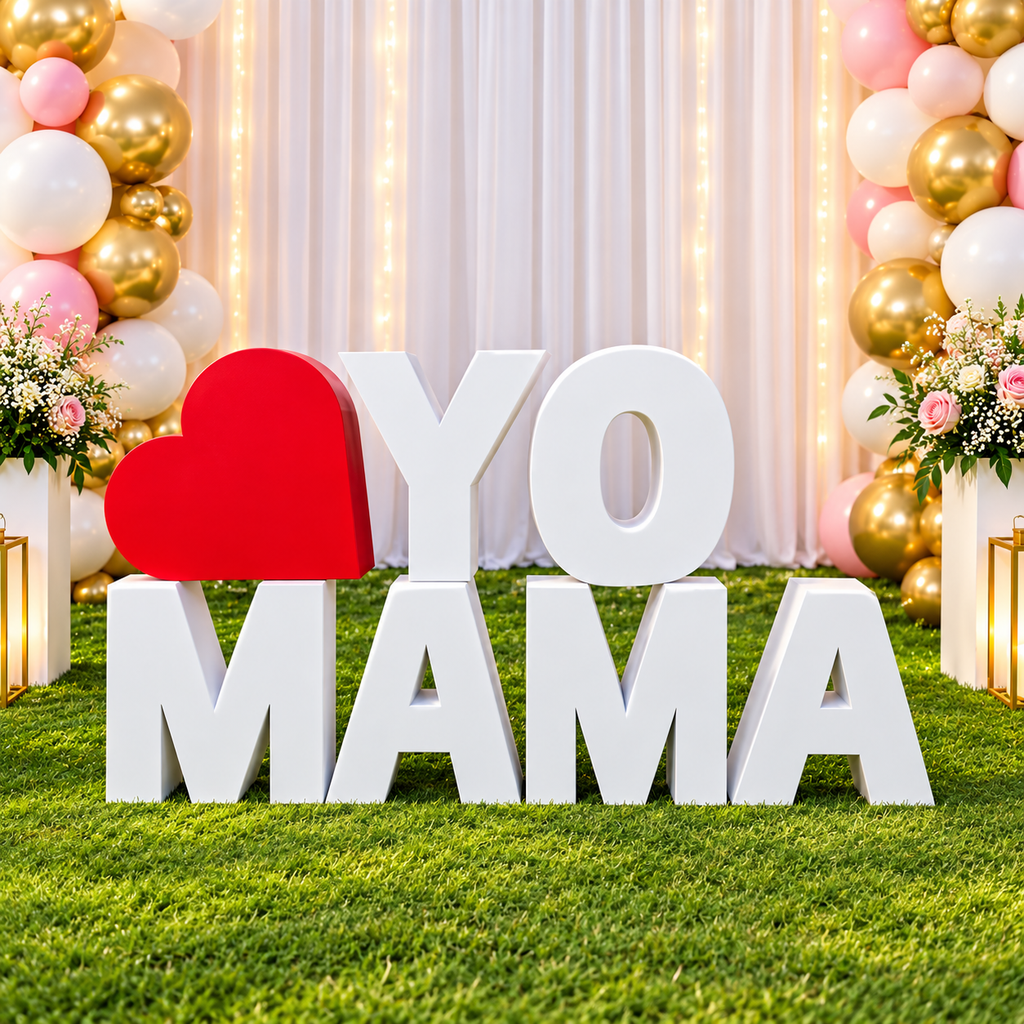 Letras Yo Amo a Mamá 80 cm en blanco para decoraciones