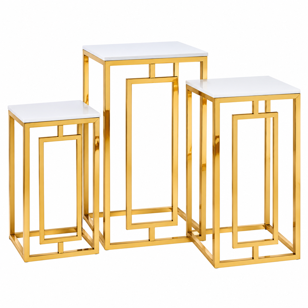 Mesas Romana cuadrada para decoración 3 piezas