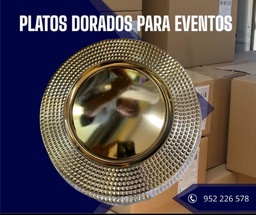 Platos dorados para eventos y decoraciones
