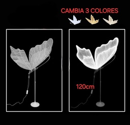 Mariposa luminosa en led con base multicolores 60 cm