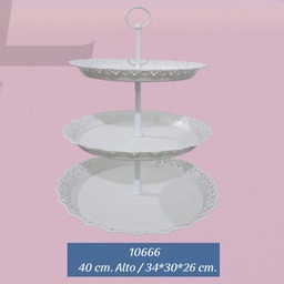 Porta bocaditos de 3 pisos para decoraciones 36 piezas blanco