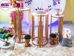 Juego de mesas bambu circular